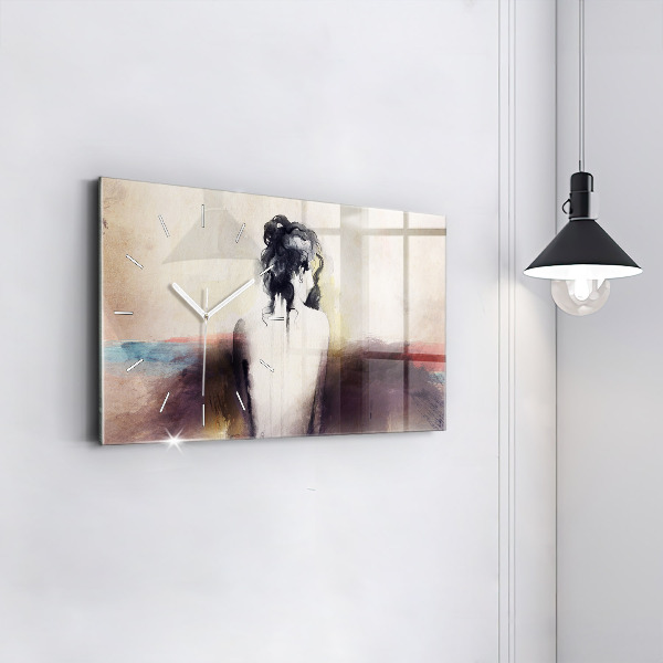 Horizontálne hodiny Abstraktný portrét ženy