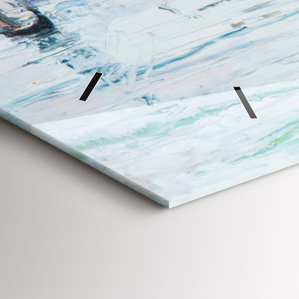 Horizontálne hodiny Olejomaľba námornej jachty