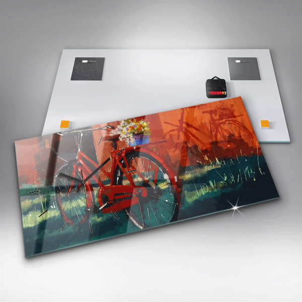 Horizontálne hodiny Maľovaný bicykel