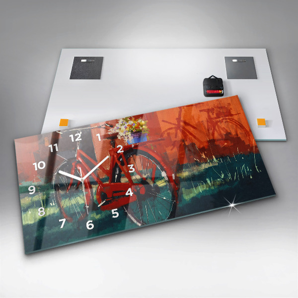 Horizontálne hodiny Maľovaný bicykel