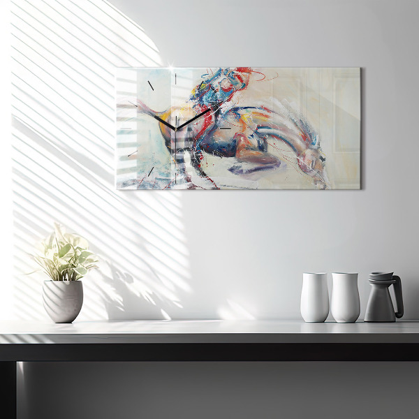 Horizontálne hodiny Ilustrácia cválajúcich koní