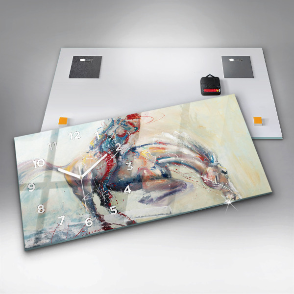 Horizontálne hodiny Ilustrácia cválajúcich koní