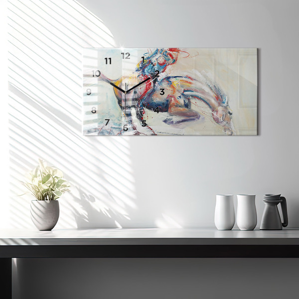 Horizontálne hodiny Ilustrácia cválajúcich koní