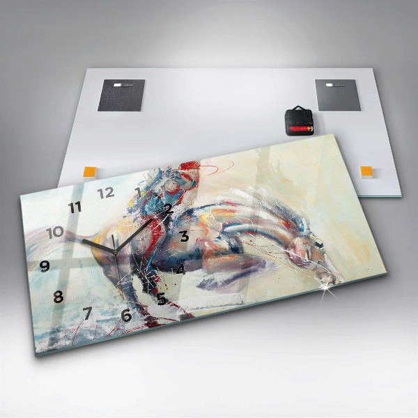 Horizontálne hodiny Ilustrácia cválajúcich koní