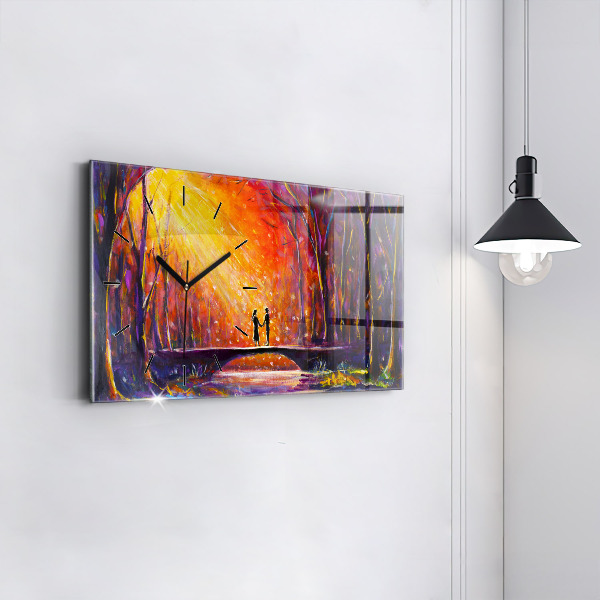 Horizontálne hodiny Pár v lese