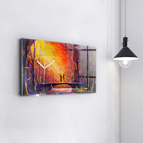 Horizontálne hodiny Pár v lese