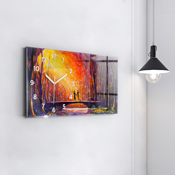 Horizontálne hodiny Pár v lese