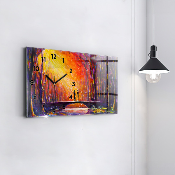 Horizontálne hodiny Pár v lese