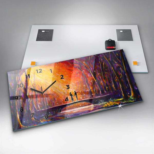 Horizontálne hodiny Pár v lese