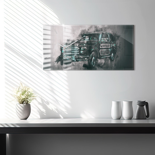 Horizontálne hodiny Oldschoolové auto