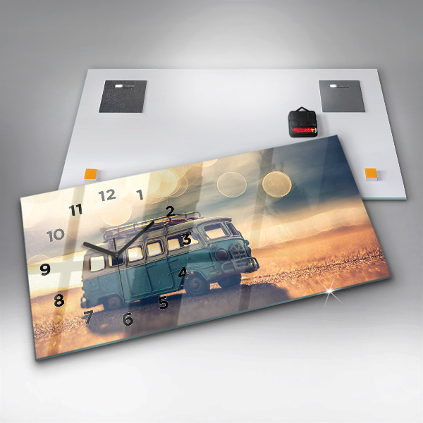 Horizontálne hodiny Karavan na pláži