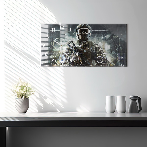 Horizontálne hodiny Vojak so zbraňou