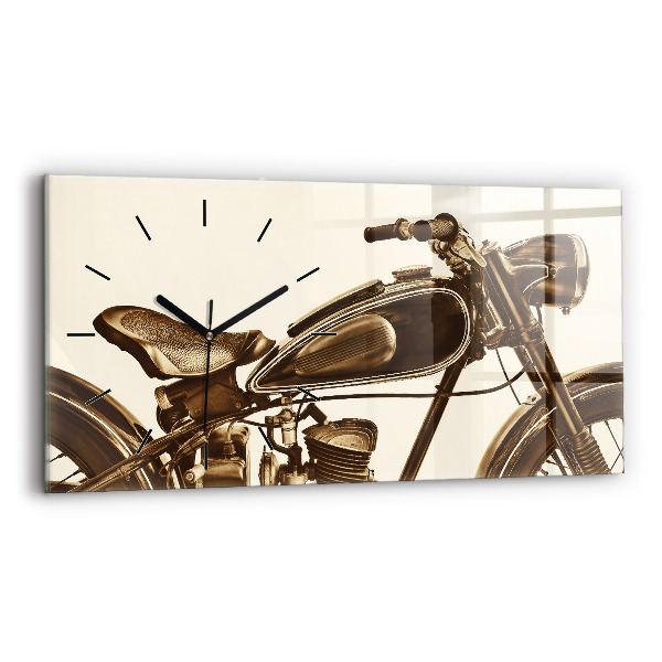 Horizontálne hodiny Vintage motocykel sépia