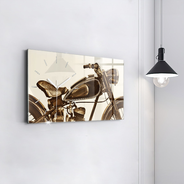 Horizontálne hodiny Vintage motocykel sépia
