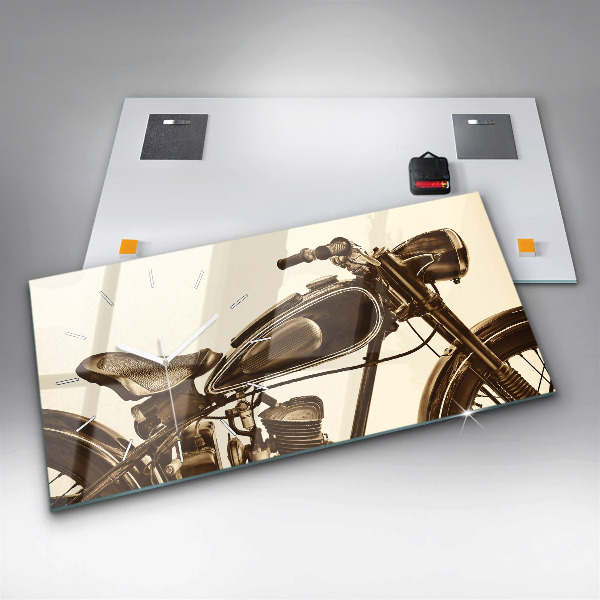Horizontálne hodiny Vintage motocykel sépia