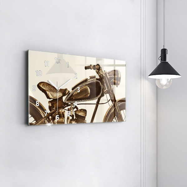 Horizontálne hodiny Vintage motocykel sépia