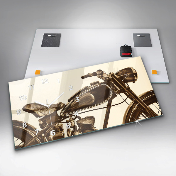 Horizontálne hodiny Vintage motocykel sépia
