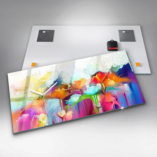 Horizontálne hodiny Abstraktné kvety