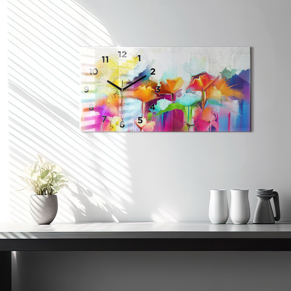 Horizontálne hodiny Abstraktné kvety