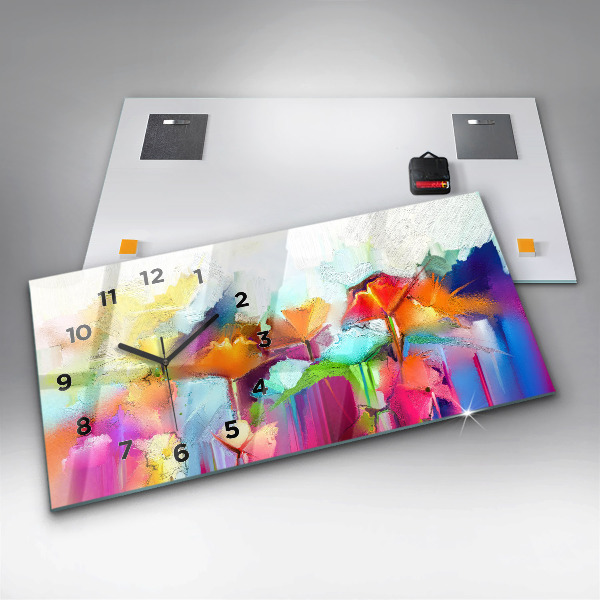Horizontálne hodiny Abstraktné kvety