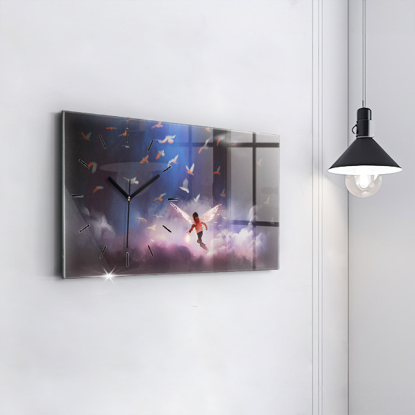 Horizontálne hodiny Chlapec s krídlami