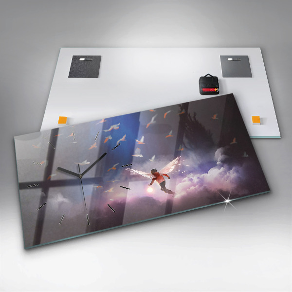 Horizontálne hodiny Chlapec s krídlami