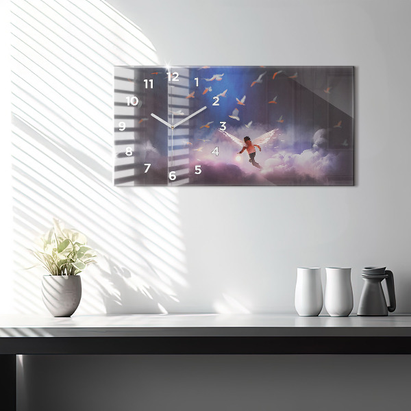 Horizontálne hodiny Chlapec s krídlami