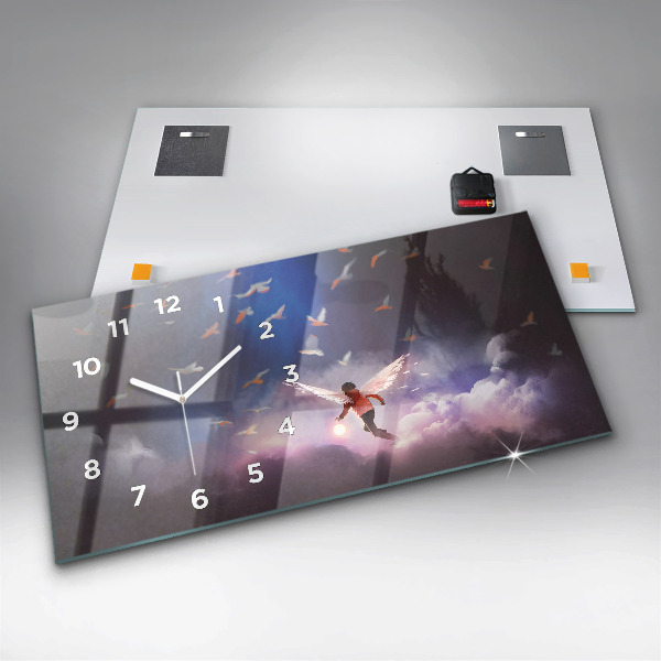 Horizontálne hodiny Chlapec s krídlami