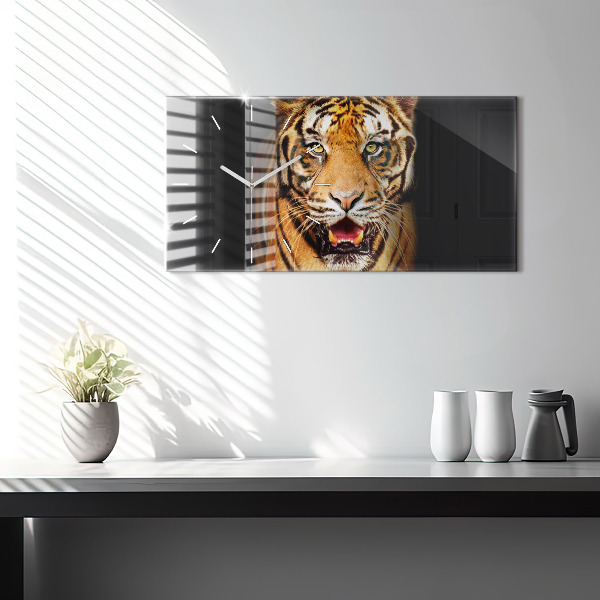 Horizontálne hodiny Tiger - divoké oči