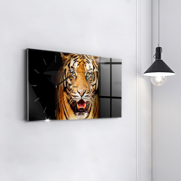Horizontálne hodiny Tiger - divoké oči