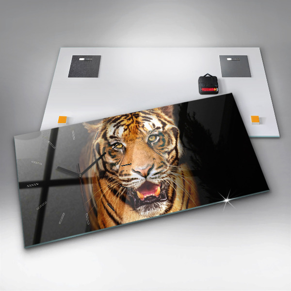 Horizontálne hodiny Tiger - divoké oči