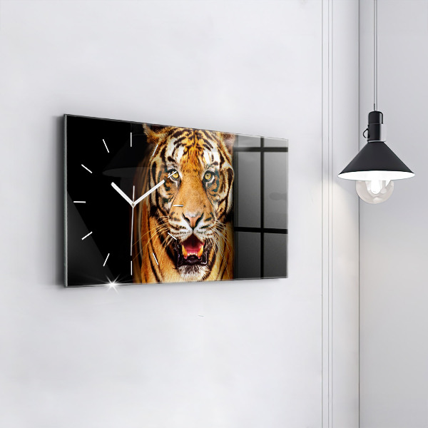 Horizontálne hodiny Tiger - divoké oči