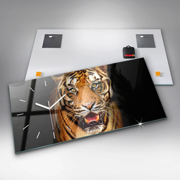 Horizontálne hodiny Tiger - divoké oči