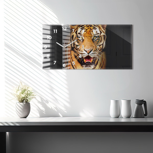 Horizontálne hodiny Tiger - divoké oči