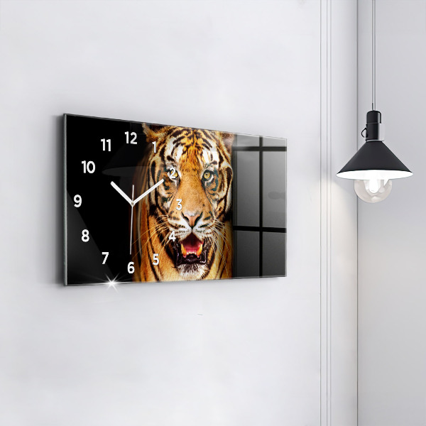 Horizontálne hodiny Tiger - divoké oči