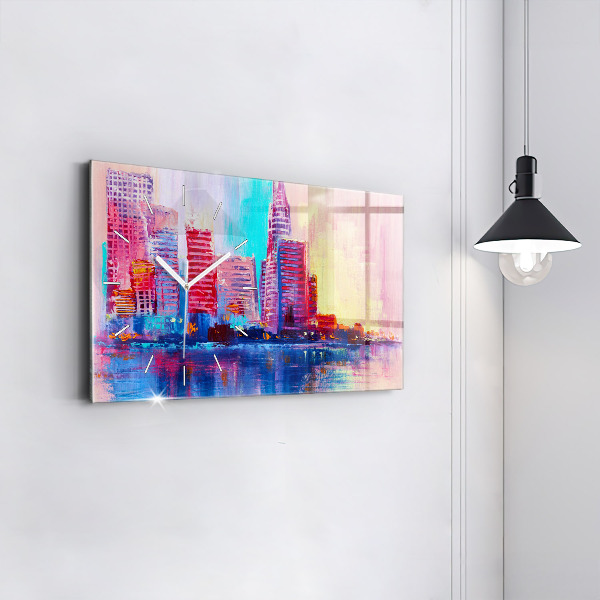 Horizontálne hodiny Abstrakcia mrakodrapov