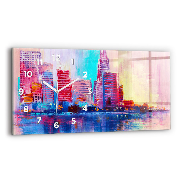 Horizontálne hodiny Abstrakcia mrakodrapov