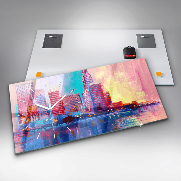 Horizontálne hodiny Abstrakcia mrakodrapov