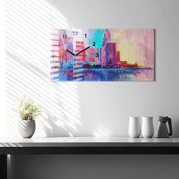 Horizontálne hodiny Abstrakcia mrakodrapov