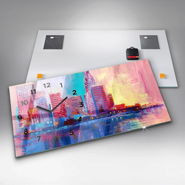 Horizontálne hodiny Abstrakcia mrakodrapov