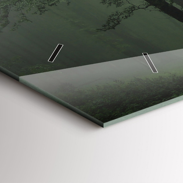 Horizontálne hodiny Ráno hmlový les