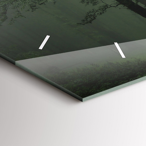 Horizontálne hodiny Ráno hmlový les