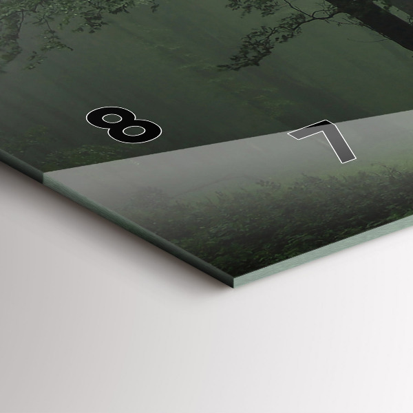 Horizontálne hodiny Ráno hmlový les