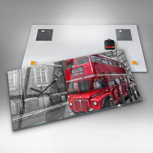 Horizontálne hodiny Červený poschodový autobus