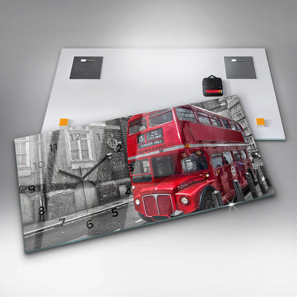 Horizontálne hodiny Červený poschodový autobus