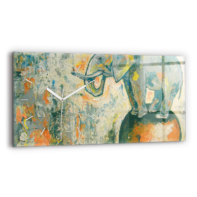 Horizontálne hodiny Maľovaný postoj slona