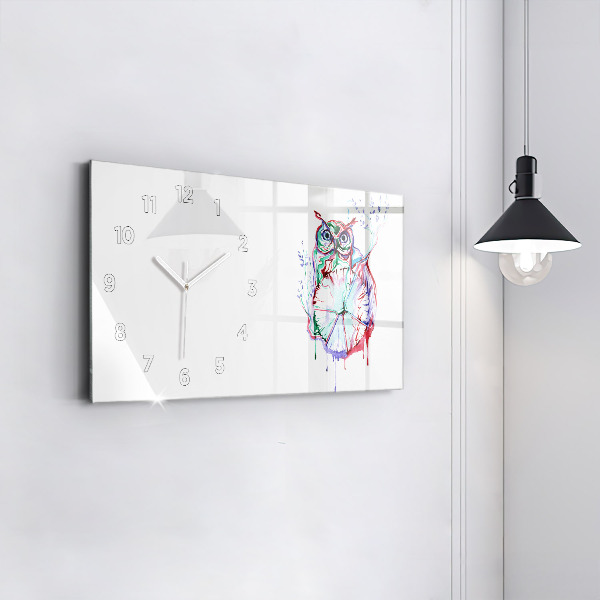 Horizontálne hodiny Ilustrácia sov a hodín