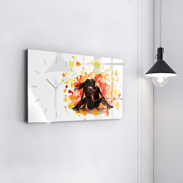 Horizontálne hodiny Láska a zamilovaný pár