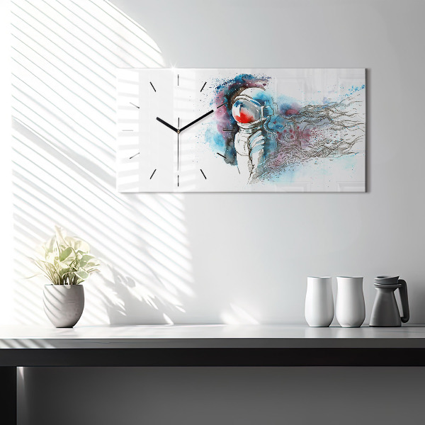 Horizontálne hodiny Abstrakcia astronautov