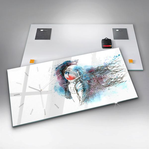 Horizontálne hodiny Abstrakcia astronautov